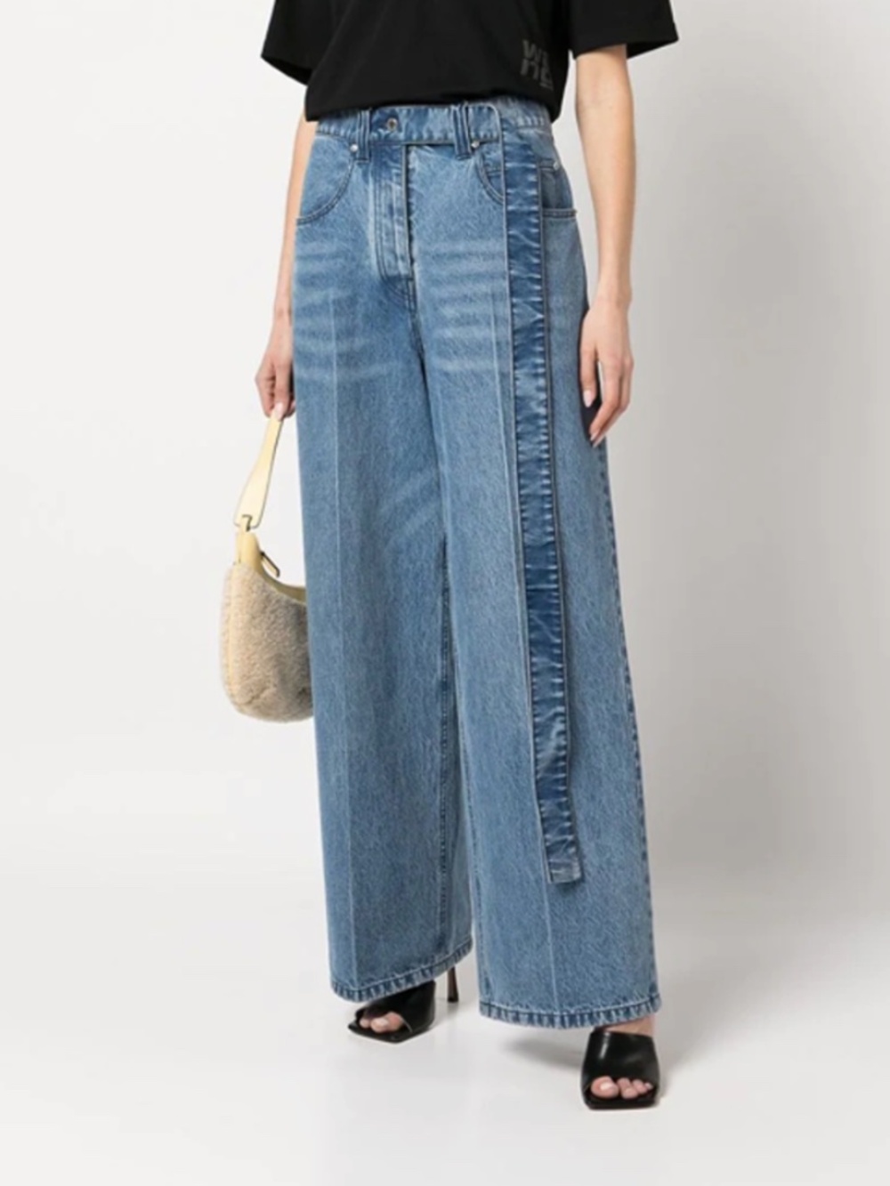 NWT Alexander Wang Raver High-rise Belted Wide Leg Jeans Sz 26 - Picture 3 of 15